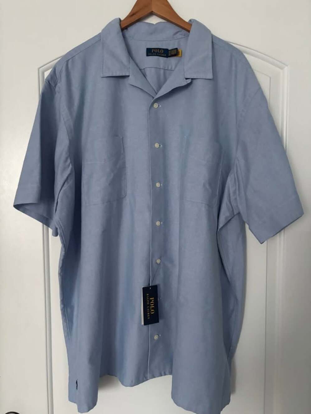 Polo Ralph Lauren Oxford Camp Shirt Light Blue Short Sleeve NWT Men's 3XB Big